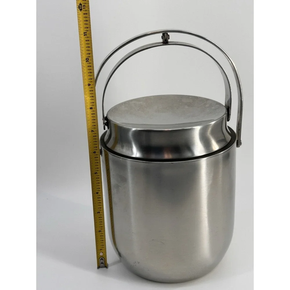 Vintage ALESSI Stainless‎ Steel Thermal Ice Bucket W/ Polished Copper Interior